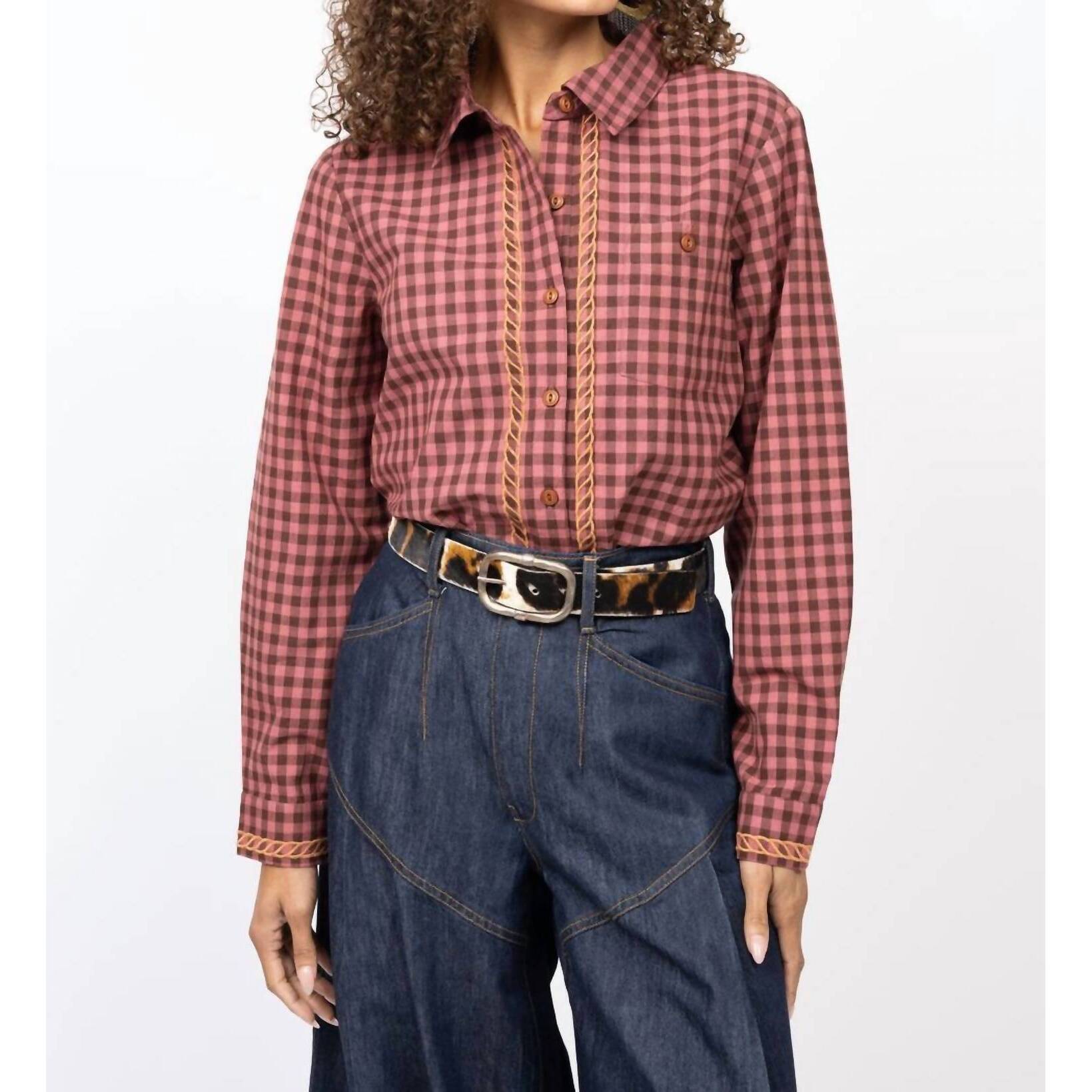 New Ivy Jane Howdy Cowboy Plaid Shirt In Pink